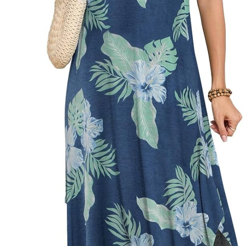 Plus Size Maxi Dress Rayon Spandex V-Neck Sleeveless Beach Coverup